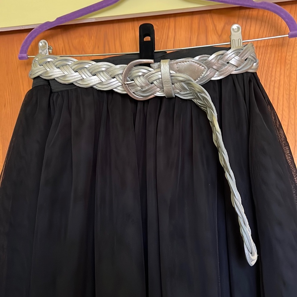 Sliver Metallic Braided Leather Belt 42 Inch